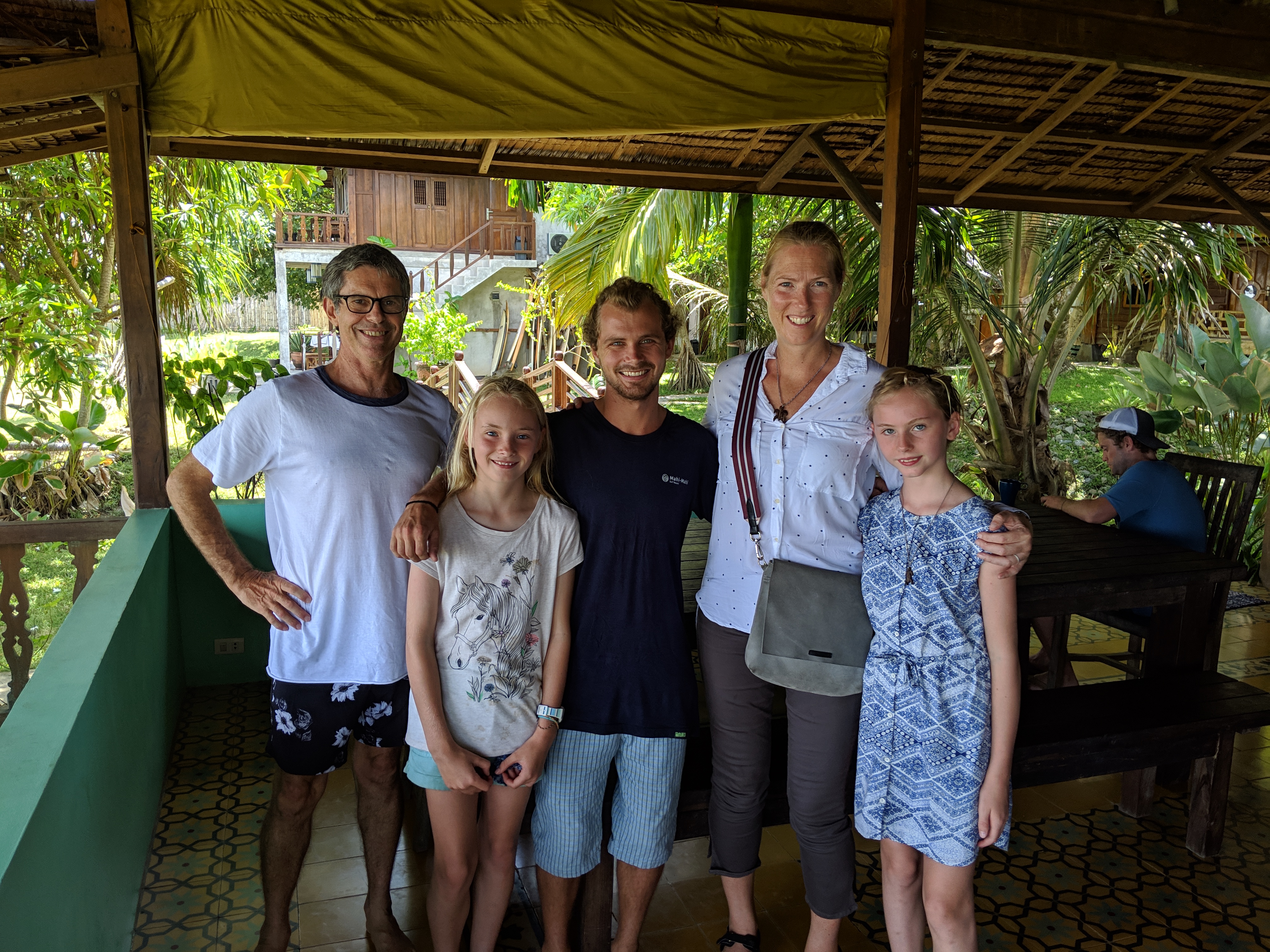 Amazing yoga teacher Jonny, Tom and us